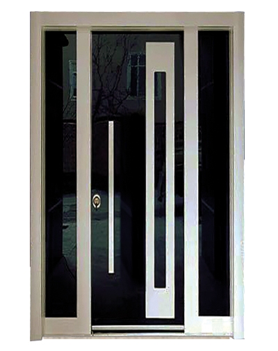 0148 Beyaz-Camlı Düz Model Bina Giriş Kapısı