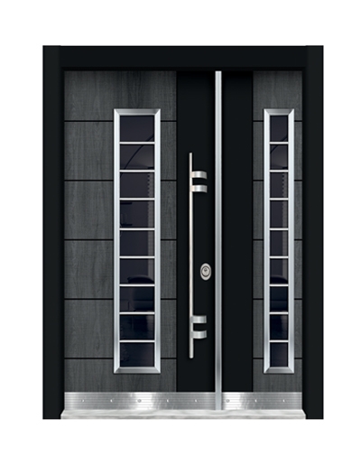0156 Antrasit-Gri Düz Model Bina Giriş Kapısı