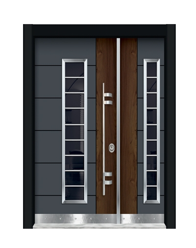 0157 Antrasit-Saruhan Düz Model Bina Giriş Kapısı