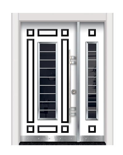 0158 Beyaz-Kabartma Model Bina Giriş Kapısı