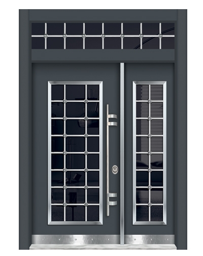 0159 Antrasit Düz Camlı Model Bina Giriş Kapısı
