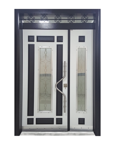 0162 Siyah Beyaz-Kabartmalı Model Bina Giriş Kapısı