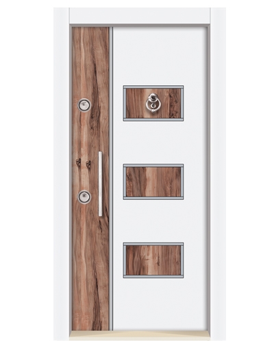 1570 Beyaz Statik Kasalı Düz Model Çelik Kapı