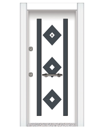 1582 Statik Kasa Beyaz Kabartma Model Çelik Kapı