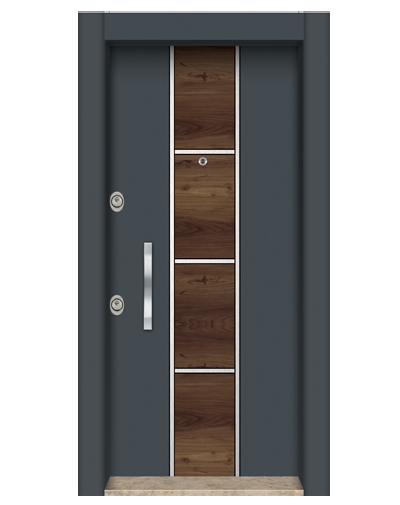 1590 Antrasit Statik Kasalı Düz Model Çelik Kapı