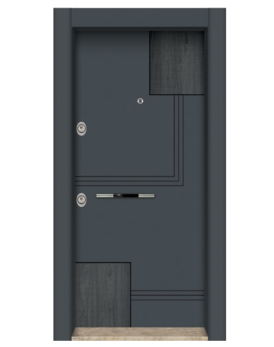 1595 Antrasit Statik Kasalı Düz Model Çelik Kapı