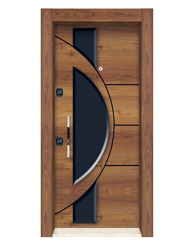 3452 Ahşap Kaplama Kabartma Model Çelik Kapı