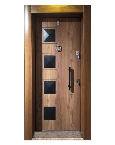 3456 Ahşap Kaplama Kabartma Model Çelik Kapı