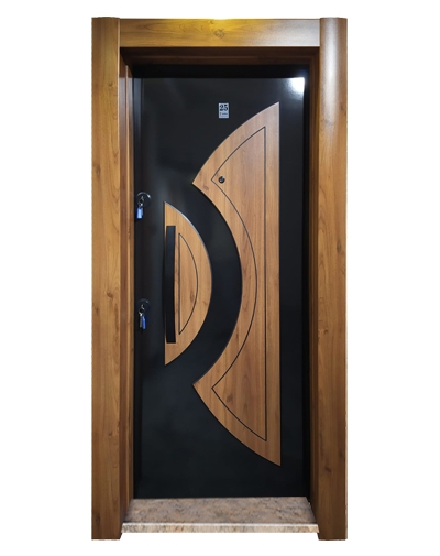3460 Ahşap Kaplama Kabartma Model Çelik Kapı
