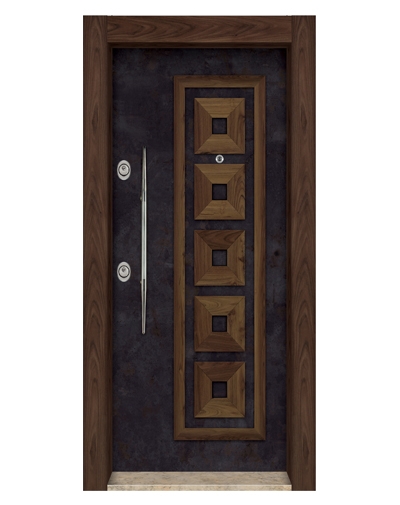 3461 Ahşap Kaplama Kabartma Model Çelik Kapı