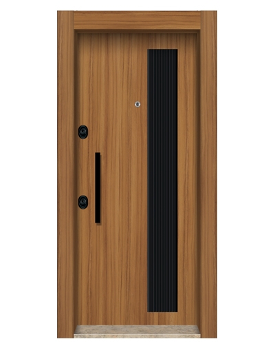3463 Ahşap Kaplama Kabartma Model Çelik Kapı