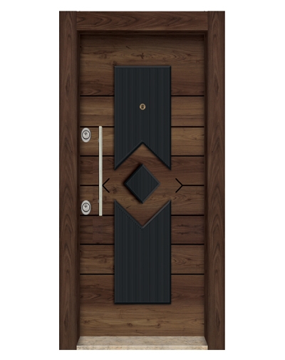 3464 Ahşap Kaplama Kabartma Model Çelik Kapı