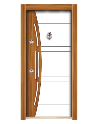 3551 Ahşap Kaplama Düz Model Çelik Kapı