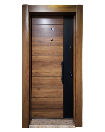 3553 Ahşap Kaplama Düz Model Çelik Kapı