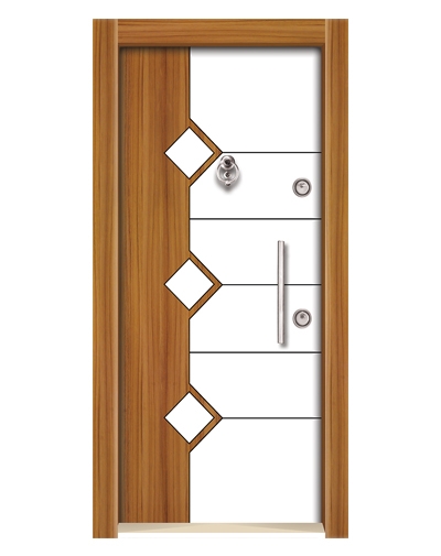 3555 Ahşap Kaplama Düz Model Çelik Kapı