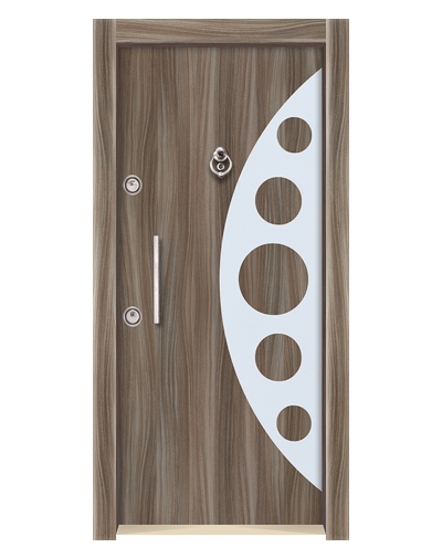 3557 Ahşap Kaplama Düz Model Çelik Kapı