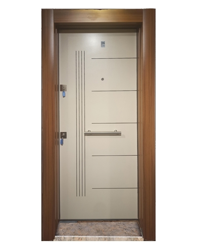 3561 Ahşap Kaplama Düz Model Çelik Kapı