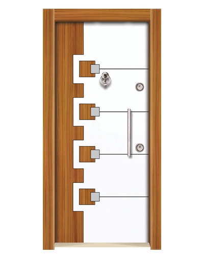3564 Ahşap Kaplama Düz Model Çelik Kapı