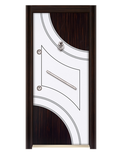 3569 Ahşap Kaplama Düz Model Çelik Kapı