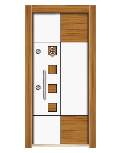 3571 Ahşap Kaplama Düz Model Çelik Kapı