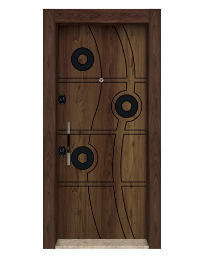 3576 Ahşap Kaplama Düz Model Çelik Kapı