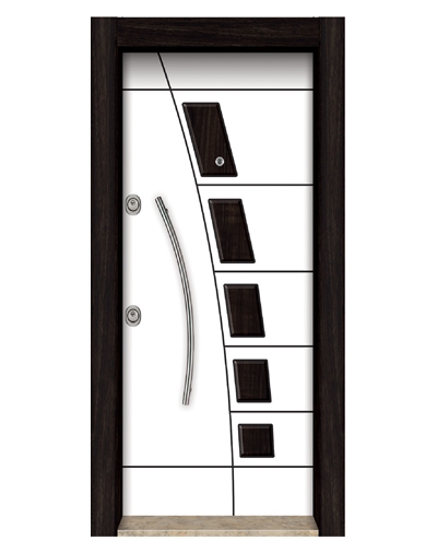 3580 Ahşap Kaplama Kabartma Model Çelik Kapı