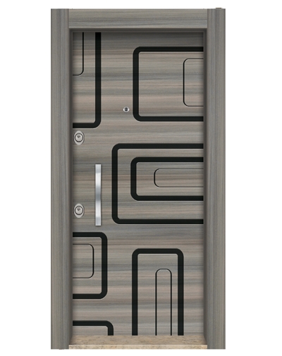 3585 Ahşap Kaplama Düz Model Çelik Kapı