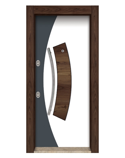 3587 Ahşap Kaplama Düz Model Çelik Kapı