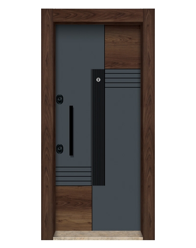 3588 Ahşap Kaplama Düz Model Çelik Kapı