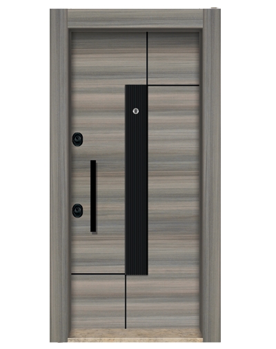 3589 Ahşap Kaplama Düz Model Çelik Kapı