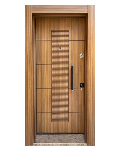3593 Ahşap Kaplama Düz Model Çelik Kapı