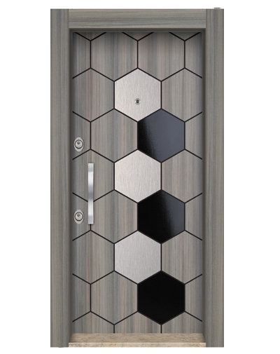 3594 Ahşap Kaplama Düz Model Çelik Kapı