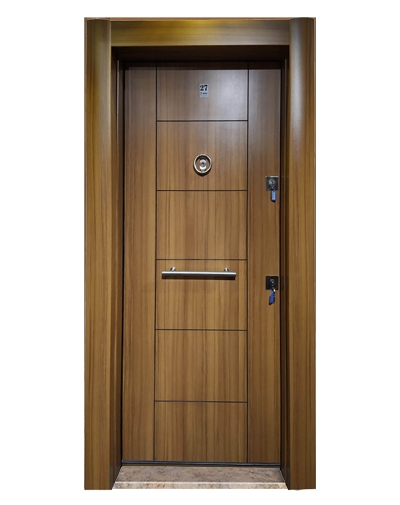 3654 Ahşap Kaplama Düz Model Çelik Kapı