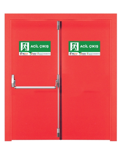4001-Kırmızı Renk Çift Kanatlı Acil Çıkış Kapısı