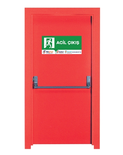 4001-Kırmızı Renk Tek Kanatlı Acil Çıkış Kapısı