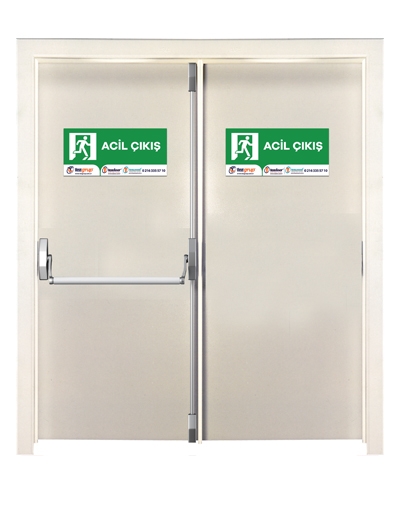 4001-Krem Rengi Çift Kanatlı Acil Çıkış Kapısı
