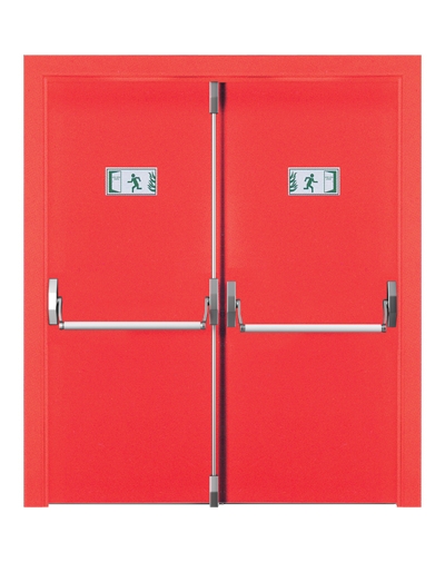 4002-90 Dk Kırmızı Çift Kanatlı Yangın Çıkış Kapısı