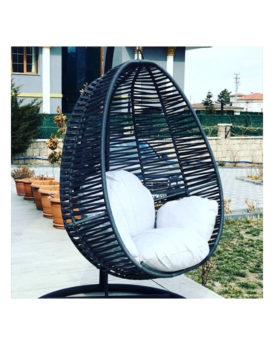 Tek Kişilik Düz Siyah Renk Salıncak